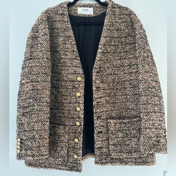 Celine Oversized Tweed Cardigan in Leopard 38 - Picture 6 of 10